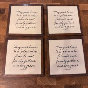 Ben's Garden Copper & Glass Coasters Set of 4 May Your Home Quote Handmade NY